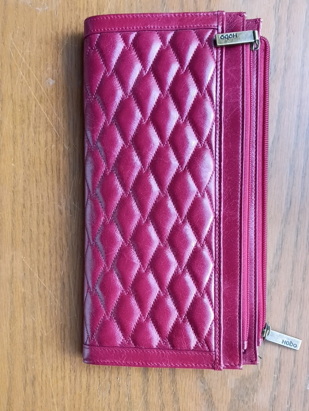Hobo Quilted Leather Clutch Purse, Rust Color NWOT, Multi Compartments